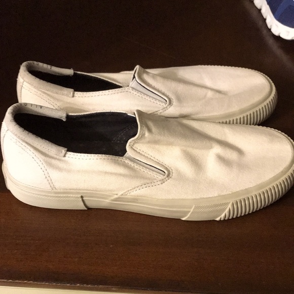 All saints Mens manny slip on canvas shoes sneakers off white/bone sz US 9 EU 42 - Picture 2 of 5